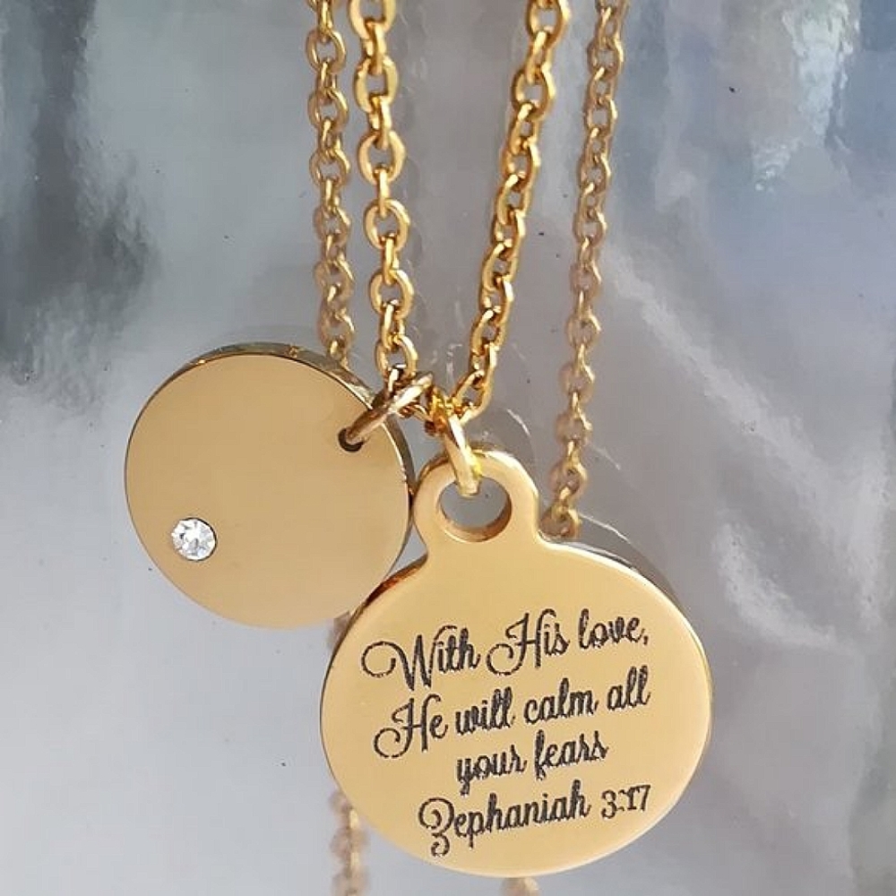 Gold Christian Bible Scripture Necklace